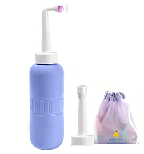 Peri Bottle Momwasher - Botella portátil para el cuidado postparto, lavadora 2 en 1 de viaje de mano higiene personal Tushy Bide botella boca abajo con 400 ml y boquilla angulada, bolsa de bono