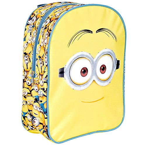 PERLETTI - Mochila Infantil Niño Niña de Mi Villano Favorito Amarillo - Bolso Escolar Estampado Minions de Viaje - Pequeña Bolsa para Escuela Guarderia con Tirantes Regulables - 31x24x10 cm