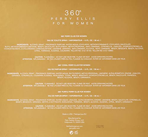Perry Ellis 360 – Juego de 3 piezas de regalo de 1 oz Edt Spray, 1 oz Coral EDP Spray, 1 oz Morado Edp Spray3 Stück