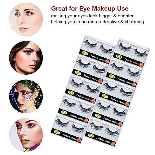 Pestañas Postizas,Anself 10 pares de Pestañas Postizas con Pestañas Postizas Aplicador de Pestañas largas y rizadas Pestañas