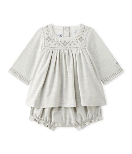 Petit Bateau Robe ML + Bloomer GRISCH 2524791 Conjunto, Grau (Gris Chine 91.0), 68 cm (Talla del Fabricante: 6M/67 cm) para Bebés