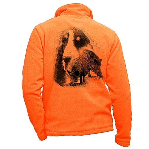 Pets-easy – Chaqueta polar con un sanglier, perro grande gascón de Santa Lucía – Ropa de caza personalizada con un chaleco, Hombre, color naranja, tamaño large