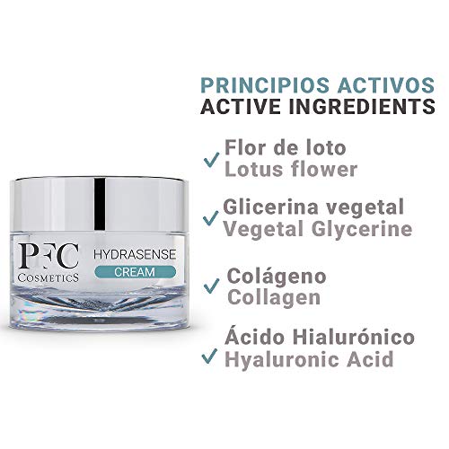 PFC Cosmetic Crema Hidratante Pura y Natural Loción Cremosa Hydrasense Cream 50ml Concentrado de Hydromanil® Colágeno Flor de Loto y Ácido Hialurónico Para Higiene Corporal y Cuidado Personal.