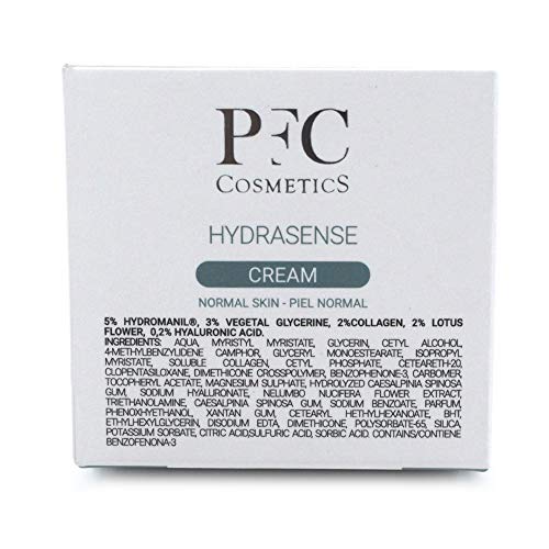 PFC Cosmetic Crema Hidratante Pura y Natural Loción Cremosa Hydrasense Cream 50ml Concentrado de Hydromanil® Colágeno Flor de Loto y Ácido Hialurónico Para Higiene Corporal y Cuidado Personal.