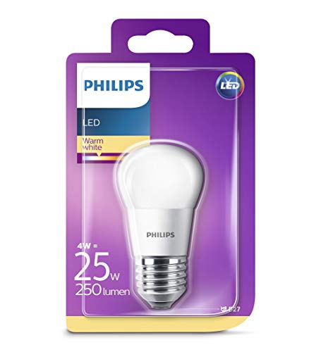 Philips Lighting Bombilla Gota Vela LED de luz cálida, 4 W/25 W, Casquillo E27, Blanco, 40 W