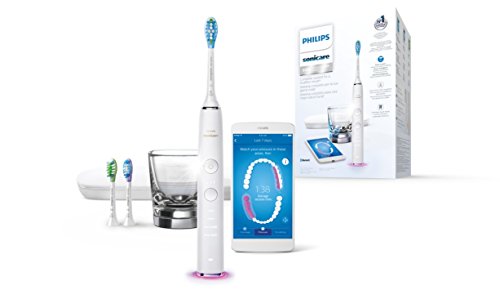 Philips Sonicare DiamondClean Smart HX9903/03 - Cepillo de dientes eléctrico con App de formación personalizada, sensor de presión, 4 modos, 3 cabezales, vaso cargador y estuche, color blanco