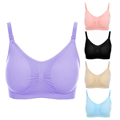 PHILSP Sujetador de Maternidad de Lactancia para Mujeres Push Up Lactancia Materna Bralette Wire Free Push Up Nuevo