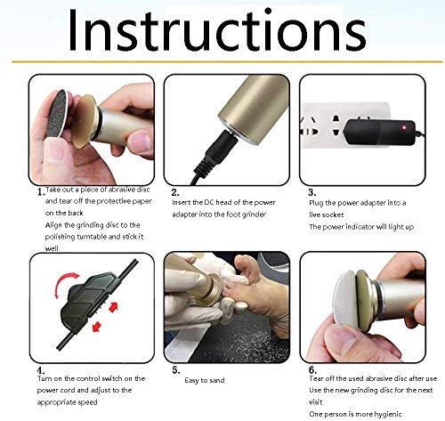 Pie removedor de piel dura, pulidora de pies eléctrica, máquina de pedicura automática, removedor de callos, reparación de talón agrietado con 60 piezas de papel de lija de repuesto