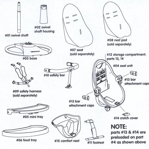 Pièce de rechange pour chaise haute Bloom Fresco – Repose-pieds Noir – # 11 Footrest Black