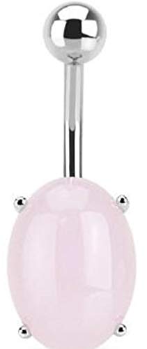 Piercing para ombligo de piedra preciosa natural de cuarzo rosa, solitario grande, no colgante, otros colores disponibles en Pegasus Body Jewellery Amazon Shop