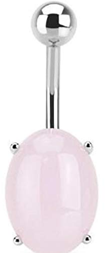 Piercing para ombligo de piedra preciosa natural de cuarzo rosa, solitario grande, no colgante, otros colores disponibles en Pegasus Body Jewellery Amazon Shop