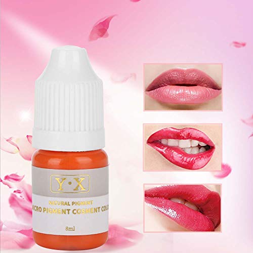 Pigmento de tatuaje Microblading, Maquillaje semipermanente Labios de cejas Línea de ojos Tinta de color de tatuaje(Naranja y rojo (labios))