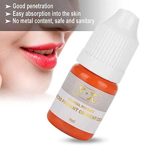 Pigmento de tatuaje Microblading, Maquillaje semipermanente Labios de cejas Línea de ojos Tinta de color de tatuaje(Naranja y rojo (labios))