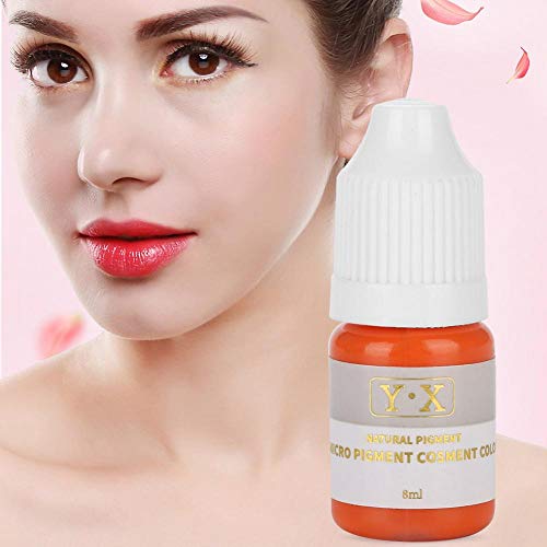 Pigmento de tatuaje Microblading, Maquillaje semipermanente Labios de cejas Línea de ojos Tinta de color de tatuaje(Naranja y rojo (labios))