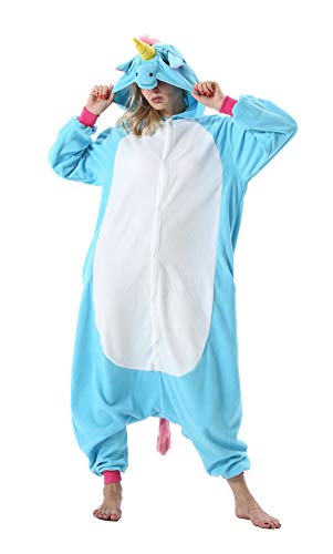 Pijama Unicornio Onesie Adultos Mujer Cosplay Animal Disfraces Halloween Carnaval Cosume Azul L