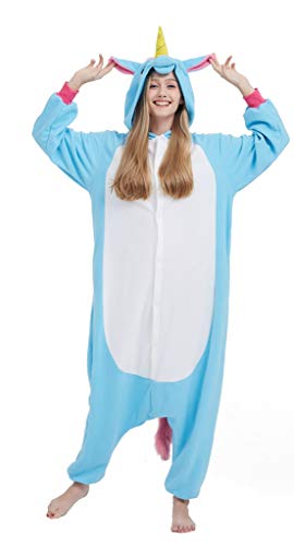 Pijama Unicornio Onesie Adultos Mujer Cosplay Animal Disfraces Halloween Carnaval Cosume Azul L