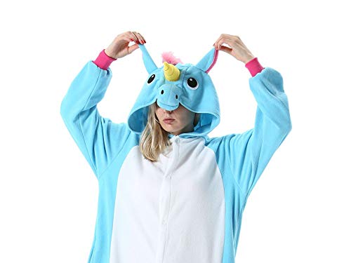 Pijama Unicornio Onesie Adultos Mujer Cosplay Animal Disfraces Halloween Carnaval Cosume Azul L
