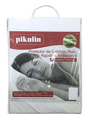 Pikolin Home - Protector de colchón, tejido rizo, algodón, impermeable y transpirable, antiácaros, 135x190/200cm-Cama 135 (Todas las medidas)