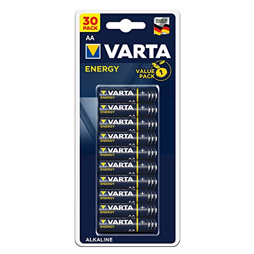Pila VARTA Energy AA Mignon LR06 (paquete de 30 unidades), pila alcalina – "Made in Germany" – ideal para radios y relojes de pared