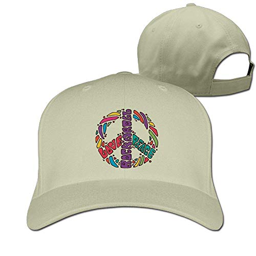 Pimkly Unisexo Sombreros/Gorras de béisbol, Peace, Love & Rock'n Roll Cotton Pure Color Baseball Cap Classic Adjustable Sun Hat