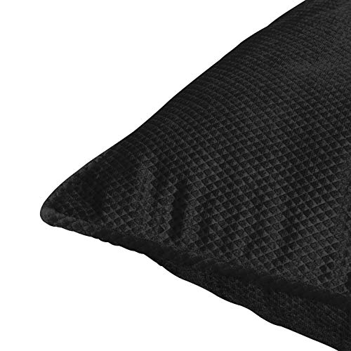 PimpamTex – Pack de 2 Fundas de Cojín Decorativo Terciopelo Suave, Cuadrado 45x45 cm, Funda de Almohada para Cama, Sofá, Silla o Dormitorio, Modelo Málaga – (45x45 cm, Negro)