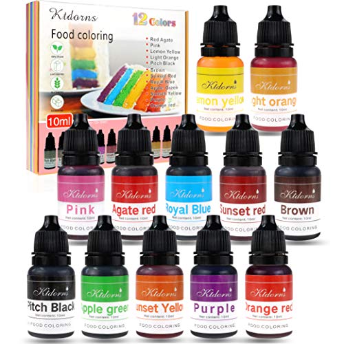 Pinceles para colorear alimentos Flo concentrados para alimentos líquidos – 12 colores con gran capacidad