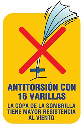 Pincho Sombrillas Playa 2m Aluminio UPF+50 99% UV Punta de Aluminio Reforzado 16 Varillas-Anti torsión. (Colores)