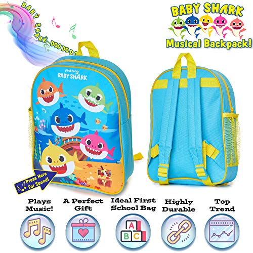 Pinkfong Baby Shark Official Mochilas Escolares Juveniles | Mochila Musical Interactivo Niño 3 4 5 Años Con La Canción Baby Shark | Mochila Infantil Con Melodía Para Escola, Creche, Guardería, Piscina