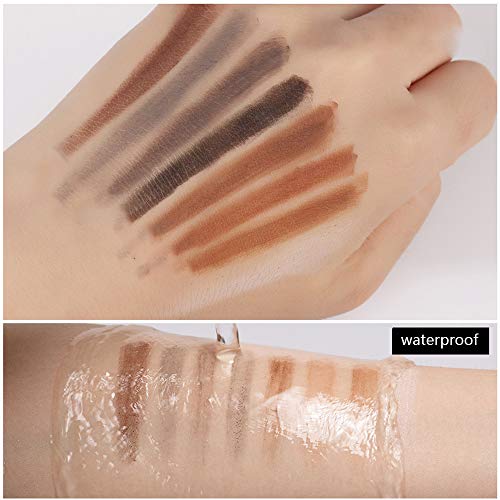 Pinkiou Lápiz de cejas con pincel Impermeable Peel Off Negro Marrón Gris 8 colores Bolígrafos (12 PCS)