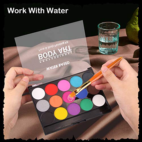 Pintura Para La Cara Pintura Facial, Pinturas Profesionales Lavables A 15 Colores +24 Plantillas + 7 Pinceles, Mascarillas Orgánicas Profesionales Para La Fiesta De Maquillaje De Navidad De Halloween