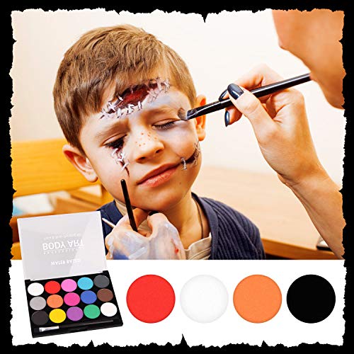 Pintura Para La Cara Pintura Facial, Pinturas Profesionales Lavables A 15 Colores +24 Plantillas + 7 Pinceles, Mascarillas Orgánicas Profesionales Para La Fiesta De Maquillaje De Navidad De Halloween