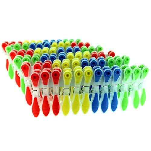 Pinzas para Tender Ropa (72 Piezas) – Pinzas Ergonómicas Agarre Suave A Prueba de Viento para Calcetines, Toallas de Mano, Hotel, Spa – No se oxidan Tendedero Pinzas Rojo, Azul, Amarillo y Verde