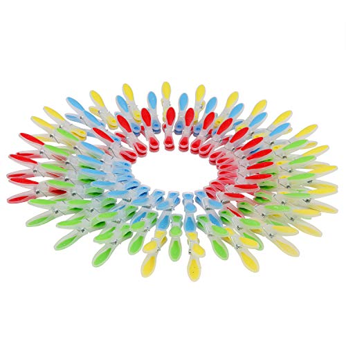 Pinzas para Tender Ropa (72 Piezas) – Pinzas Ergonómicas Agarre Suave A Prueba de Viento para Calcetines, Toallas de Mano, Hotel, Spa – No se oxidan Tendedero Pinzas Rojo, Azul, Amarillo y Verde
