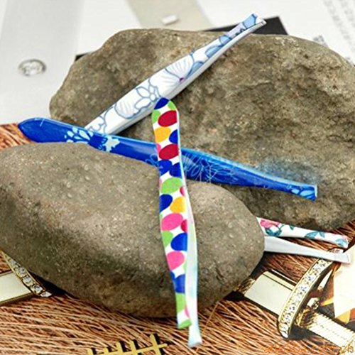 Pinzas profesionales de acero inoxidable con punta plana inclinada para depilación de cejas con decoración de flores (multicolor)