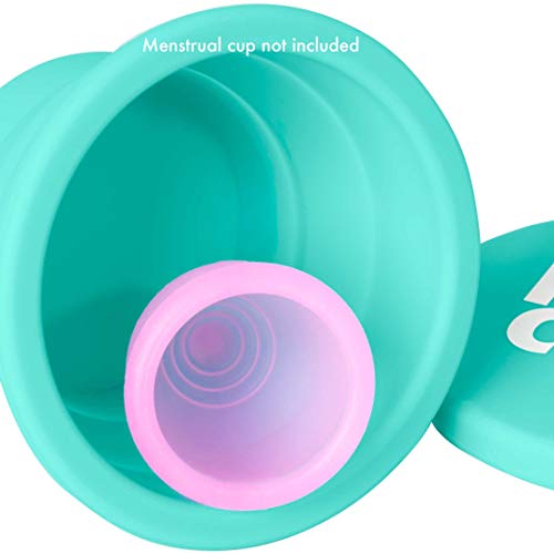 Pixie Copa de silicona plegable para esterilización menstruales Copas y Almacenamiento de su diva Copa plegable para viajes Teal