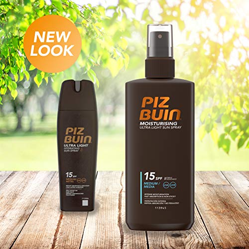 Piz Buin - Protección Solar, Spray Solar Hidratante Ultra Light SFP 15 - Protección media Spray 200 ml