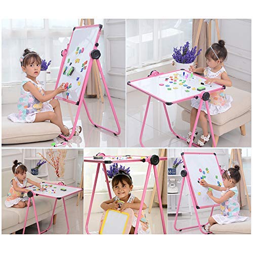 Pizarra Infantil Caballete Para niños, Pizarra Magnetica infantil, Pizarra Blanca y Pizarra con Soporte Ajustable y Giro 360 Grados y Letras y Números Magnéticos de Bonificación
