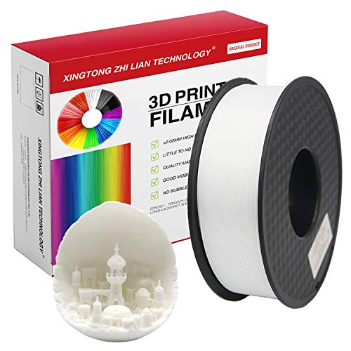 PLA Filamento de Impresora 3D, Precisión Dimensional +/- 0.02 mm, 1kg Carrete, PLA Blanco Filamento 1.75mm PLA impresora 3D filamento PLA metal color filamento PLA Filamento de seda color (Blanco)