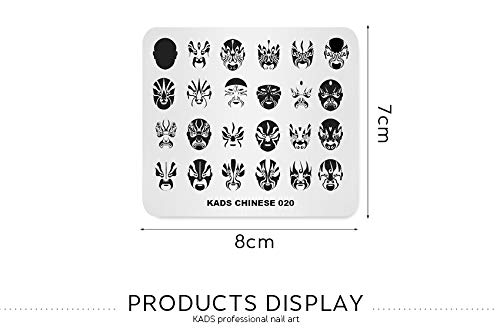 Placa de estampado de uñas Estilo creativo chino Plantillas diseño de imagen temática Ópera de Pekín Máscara facial Múltiples patrones Tablero impreso Manicura Herramientas de impresión DIY Nail Art