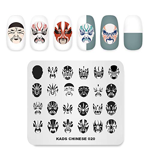 Placa de estampado de uñas Estilo creativo chino Plantillas diseño de imagen temática Ópera de Pekín Máscara facial Múltiples patrones Tablero impreso Manicura Herramientas de impresión DIY Nail Art