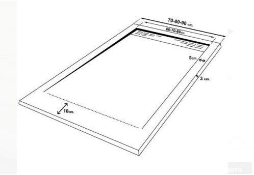 PLATO DE DUCHA DE RESINA CON MARCO LATERALES TEXTURA PIZARRA VALVULA INCLUIDA 70X100, BLANCO RAL 9003
