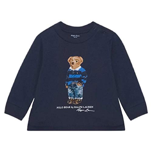 Polo Ralph Lauren - 320805681002 Camiseta Azul Oso - Camiseta Manga Larga BEBÉ NÑO (24 Meses)