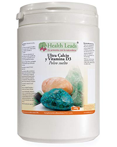 Polvo ultra fino de carbonato de calcio y vitamina D3 300g, Sin estearato de magnesio ni aditivos desagradables, La vitamina D juega un papel importante en la absorción del calcio, Por Health Leads