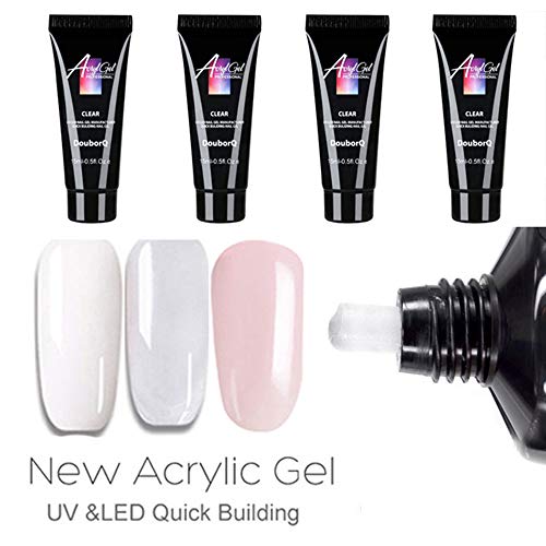 Poly gel nails kit,Anself 15ml Nail Poly Gel de Construcción Rápida Gel UV Espátula Extensión del cepillo Puntas falsas Set