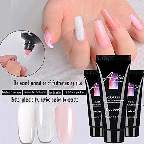 Poly gel nails kit,Anself 15ml Nail Poly Gel de Construcción Rápida Gel UV Espátula Extensión del cepillo Puntas falsas Set