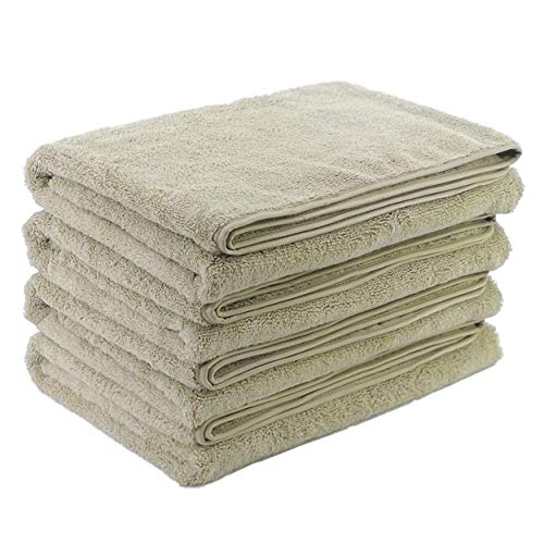 Polyte - Toalla de baño de Microfibra superabsorbente antipelusa - Secado rápido - Beige - 145 x 76 cm - Pack de 4