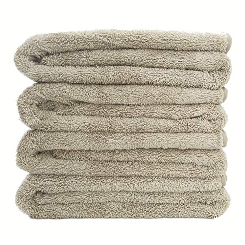 Polyte - Toalla de baño de Microfibra superabsorbente antipelusa - Secado rápido - Beige - 145 x 76 cm - Pack de 4