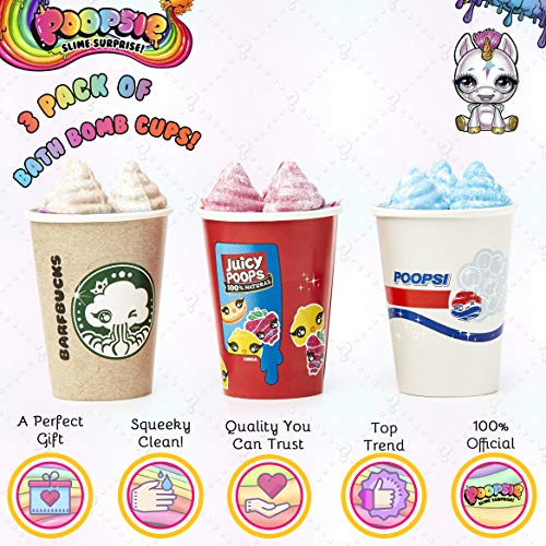 Poopsie Slime Surprise Unicornio Vasos Sorpresa de Bombas de Baño para Niños, Set con 3 Vasos de Parodia y 9 Mini Bombas Baño Efervescentes Perfumadas, Regalos Unicornios para Niñas y Niños