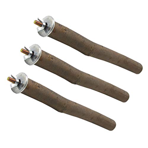 POPETPOP Paquete de 3 Perchas para pájaros: Perca para perico hámster Juguetes Varilla de molienda Perchas de Jaula de Madera Natural para Loros guacamayos Grises africanos periquitos cacatúas Conure