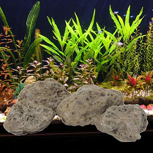 POPETPOP Piedra de Pómez Flotante para Decoración Acuario Tanque de Peces Pecera 10 cm 4PCS